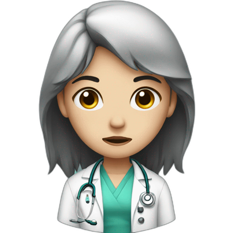 crying doctor girl with dark hair emoji