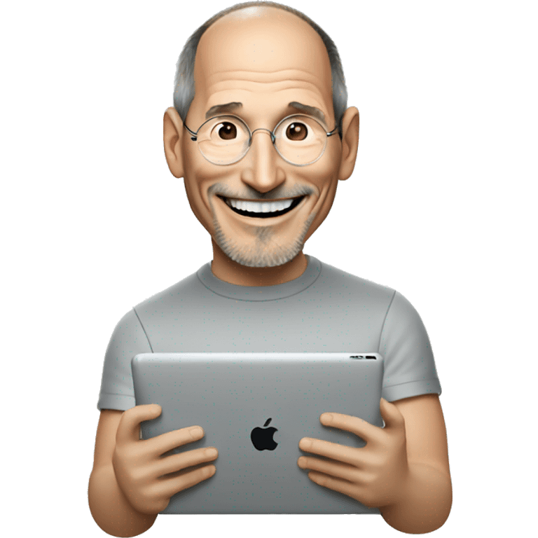 Steve jobs laughing holding an iPad emoji