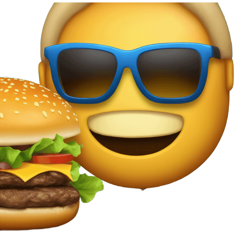 Generate a playful burger emoji wearing sunglasses, symbolizing a fun cheat meal moment. emoji