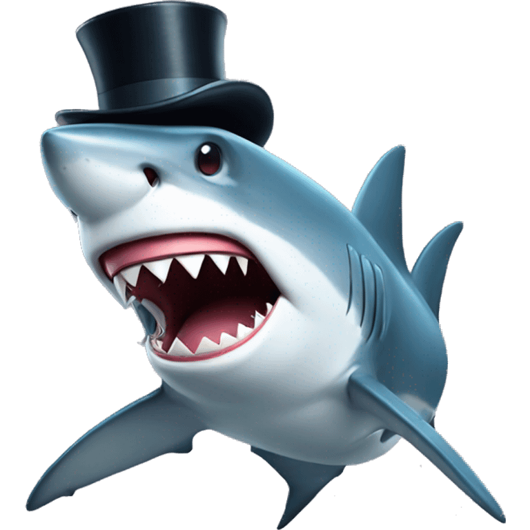 Shark with a top hat emoji