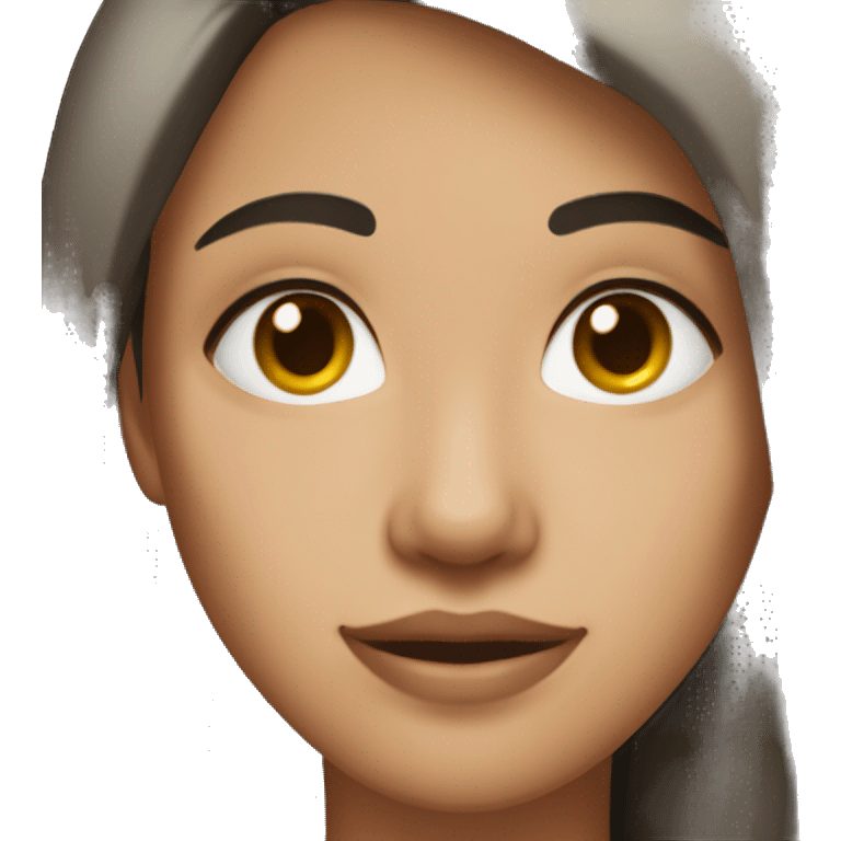 Woman with black eyes, long dark brown hair, medium fair skin, heart shaped face, and freckles emoji