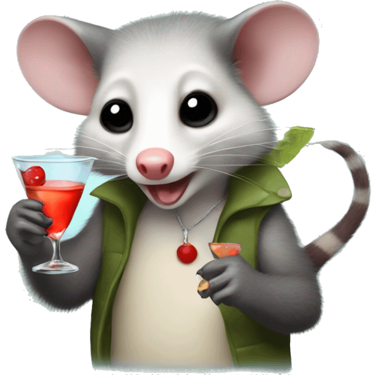 Opossum holding a martini emoji