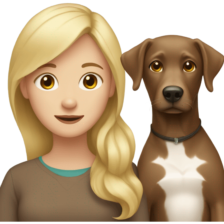 Blond girl and brown Labrador  emoji