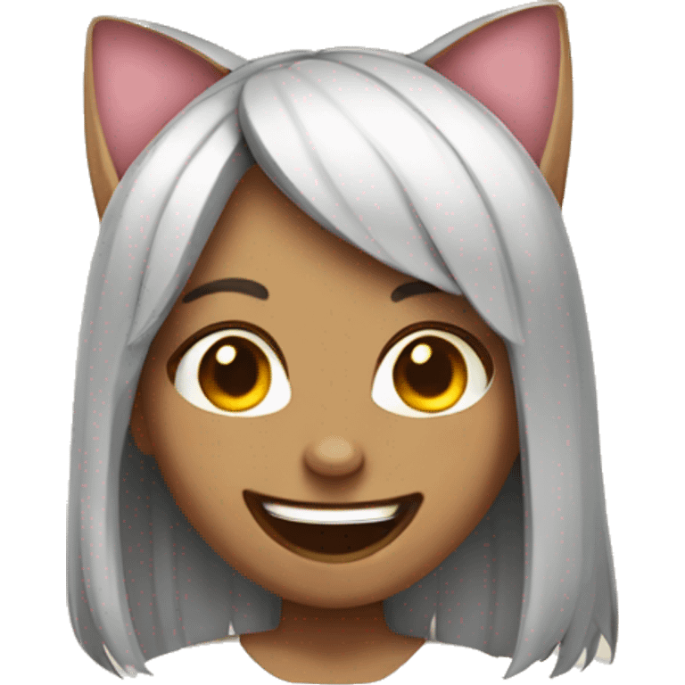 Laughing girl with cat ears emoji