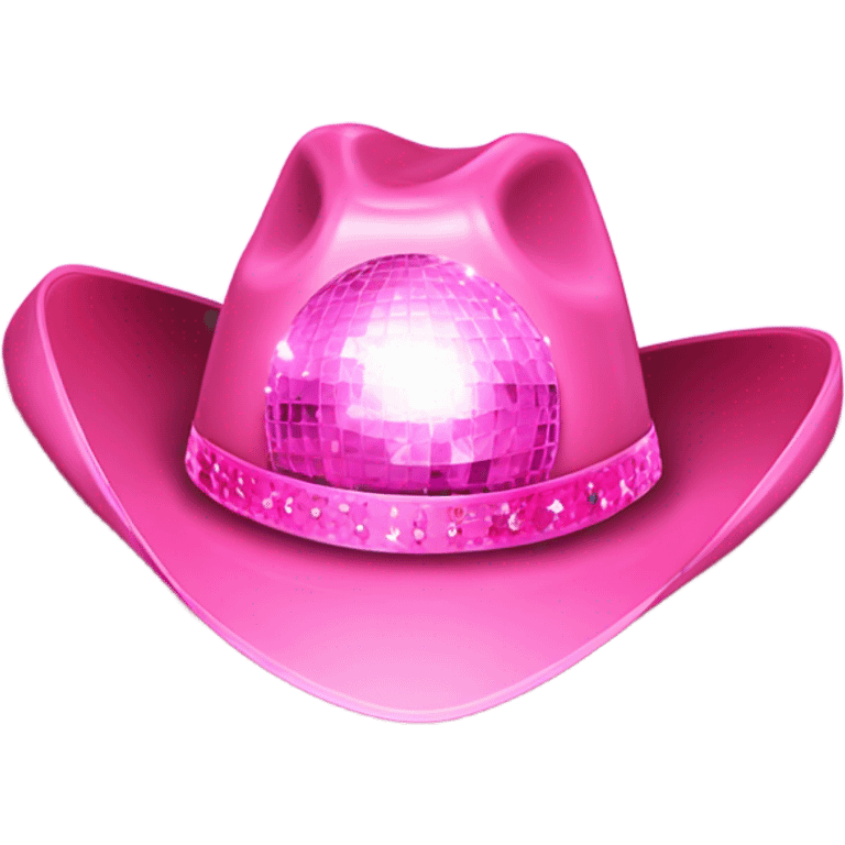 Pink disco ball with pink cowboy hat on top emoji