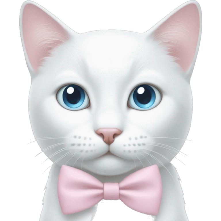 White cat light pink bow light blue eyes  emoji