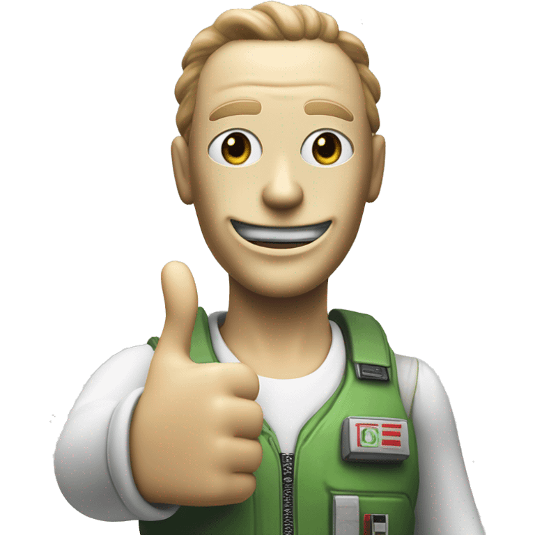 Android working joe from alien isolation giving thumbs up.white silicone mask emoji