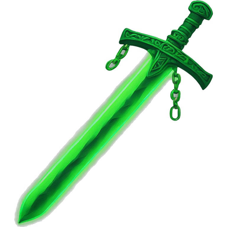 green neon sword with green chain emoji