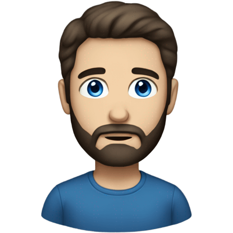 Man’s head with blue eyes, dark brown hair and a beard emoji