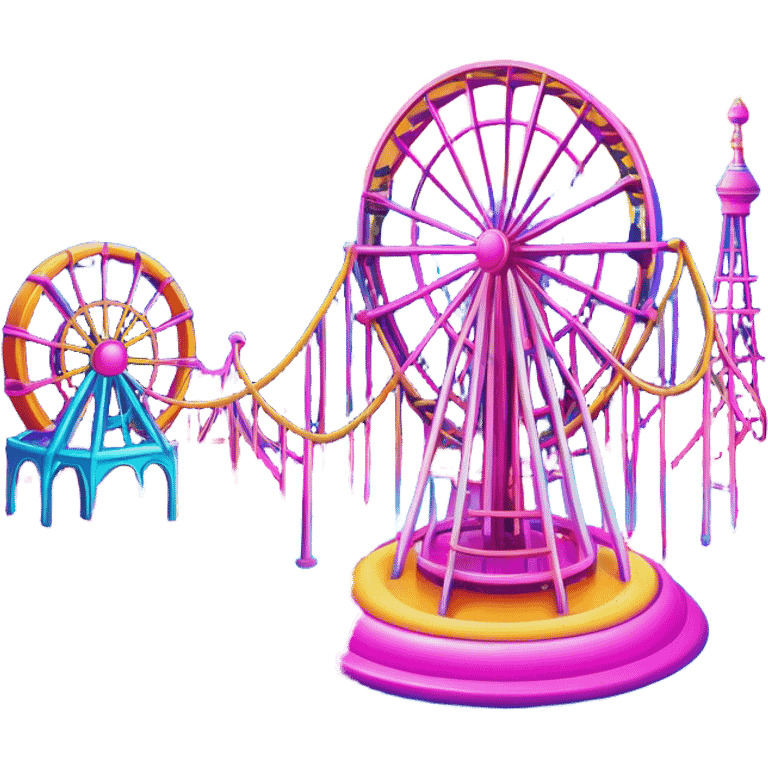 melting neon colors surreal amusement park landscape emoji