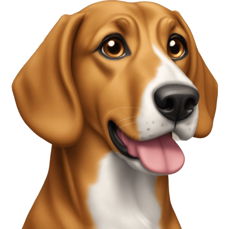 light brown coonhound mixed with a collie with long nose  emoji