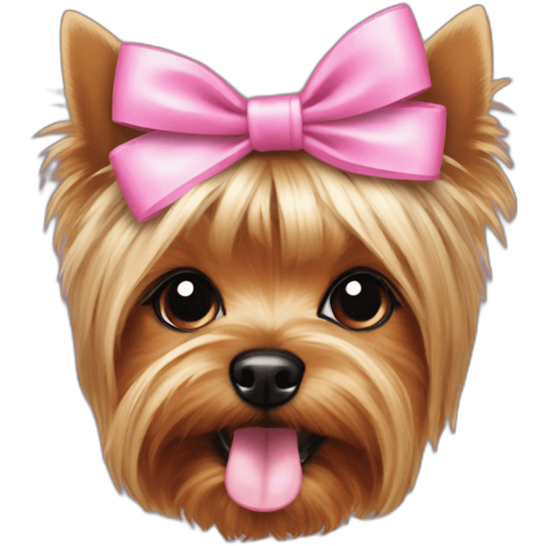 yorkshire terrier with the tongue and two little pink hairbow emoji