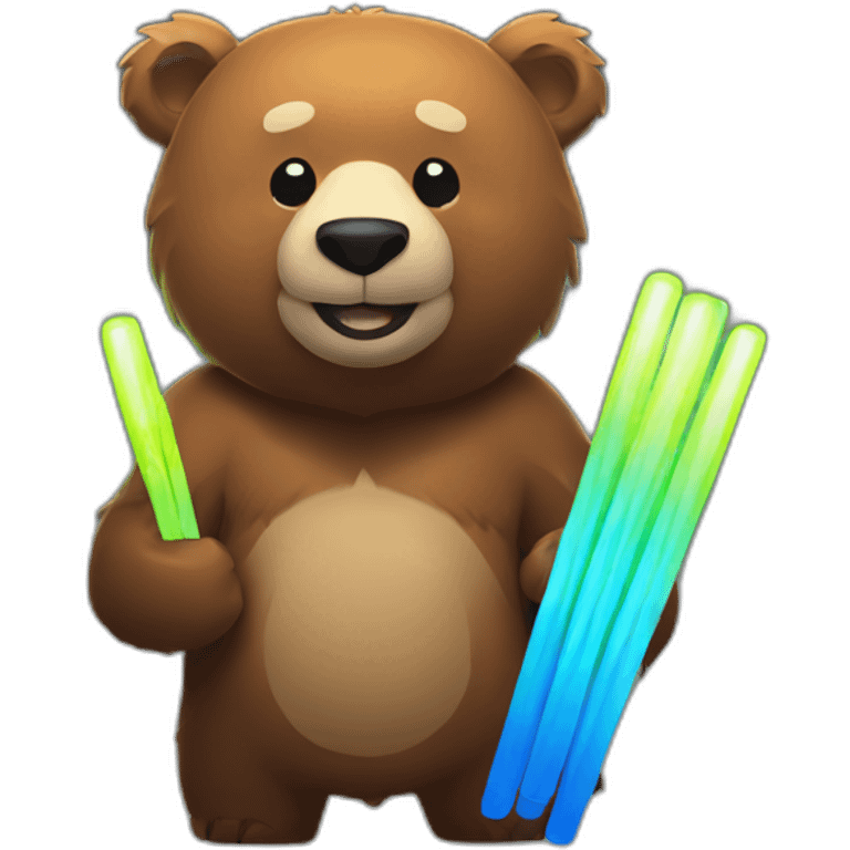 Grizzly with 2 glow sticks in hand emoji