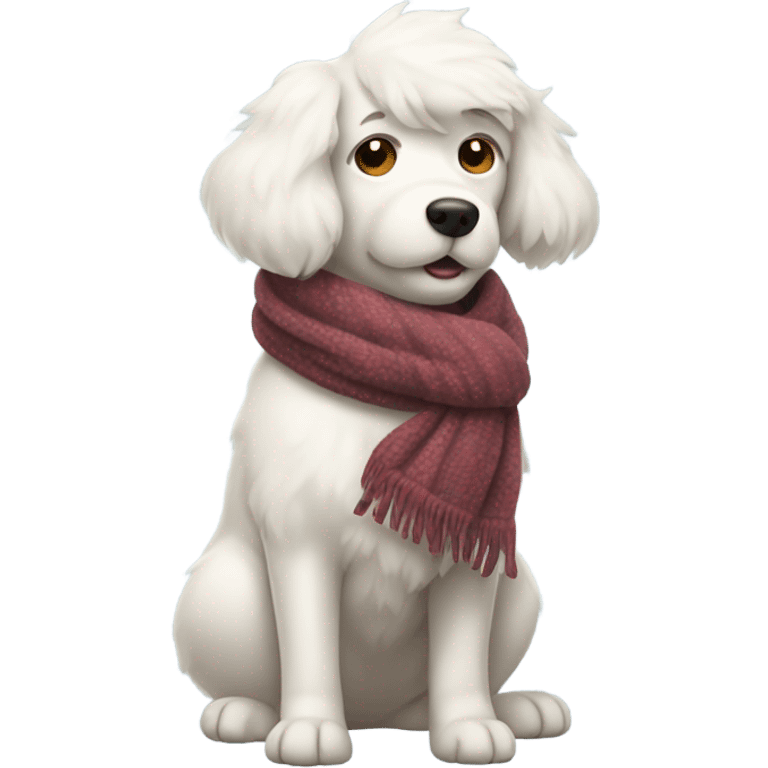 White dog bundled up for cold weather  emoji