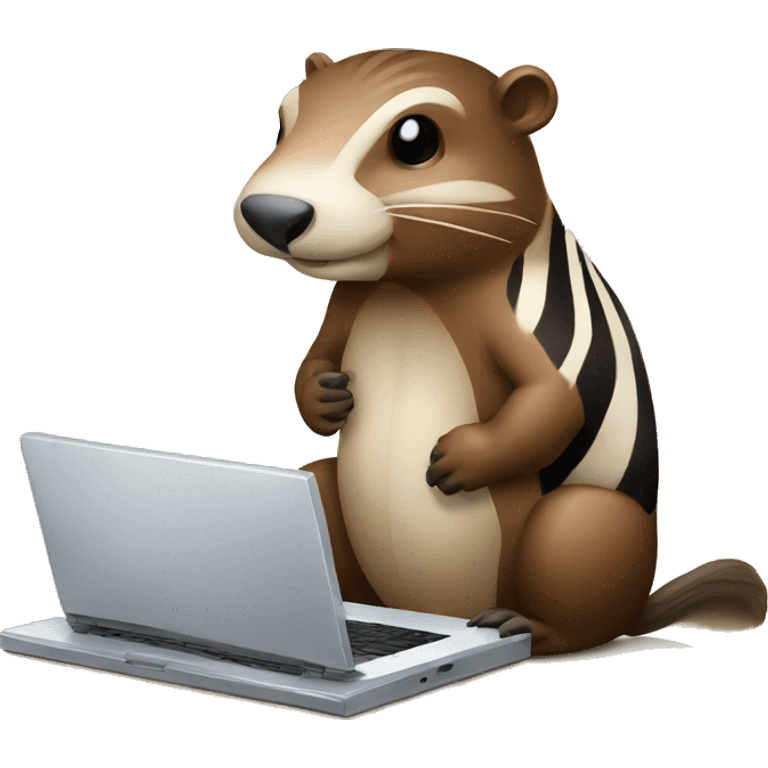 beaver zebra with laptop emoji