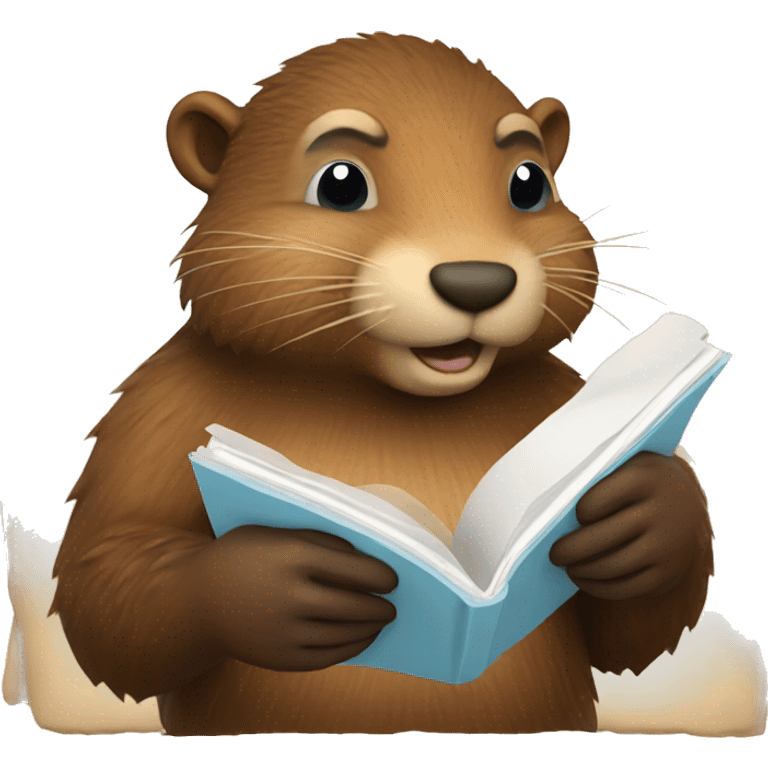 a beaver reading map emoji