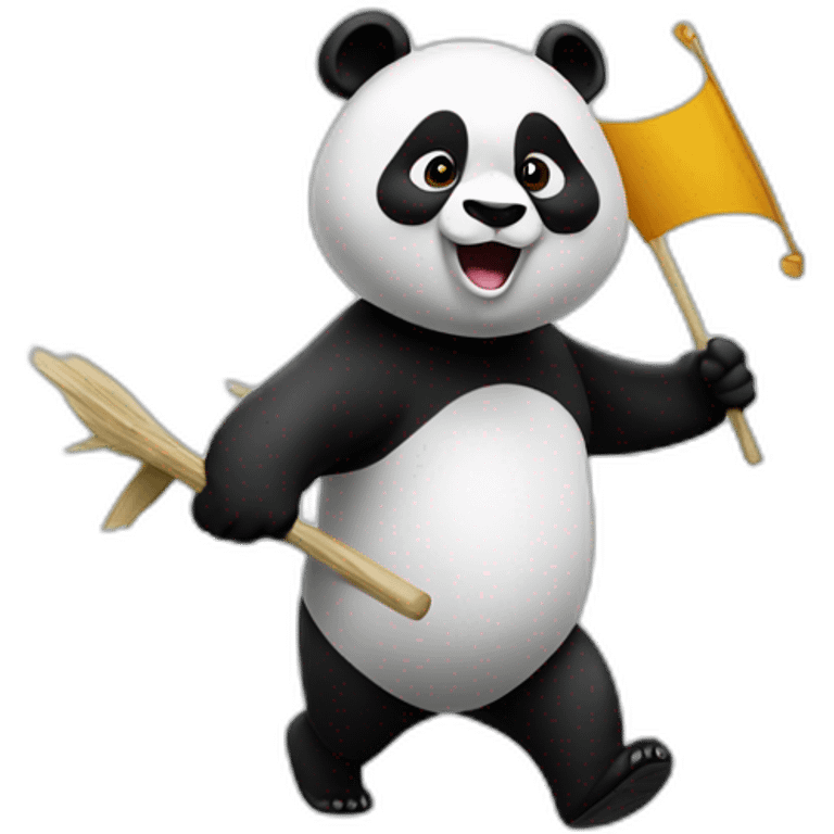 Panda marching with "raid" sign emoji