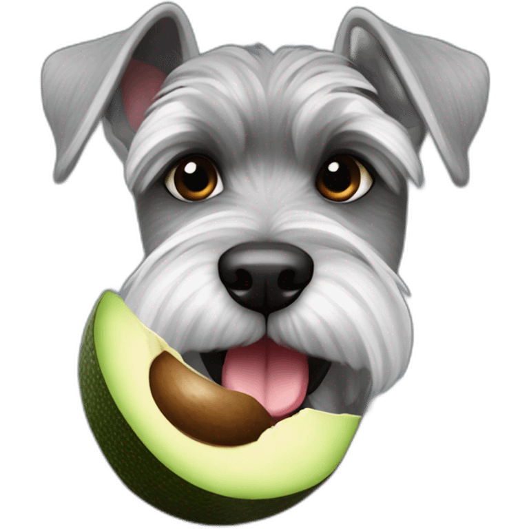 funny Zwergschnauzer with an avocado in his mouth emoji