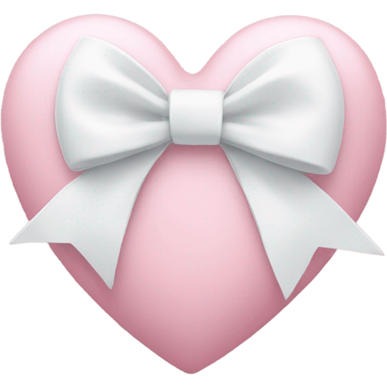 Pastel pink heart with white bow emoji