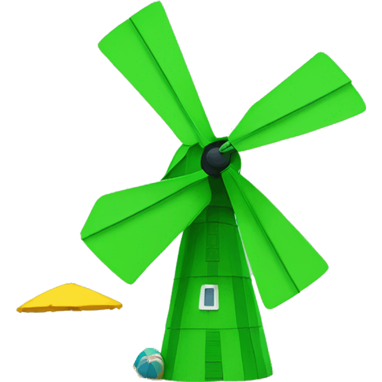 Please create a green windmill like the toy children play with at the beach emoji