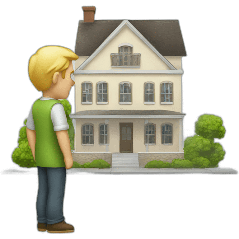 Man looking at property for rent sign emoji