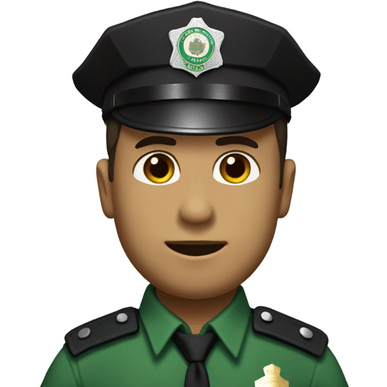 Señor adulto vestido de policía verde con cabello negro corto  emoji