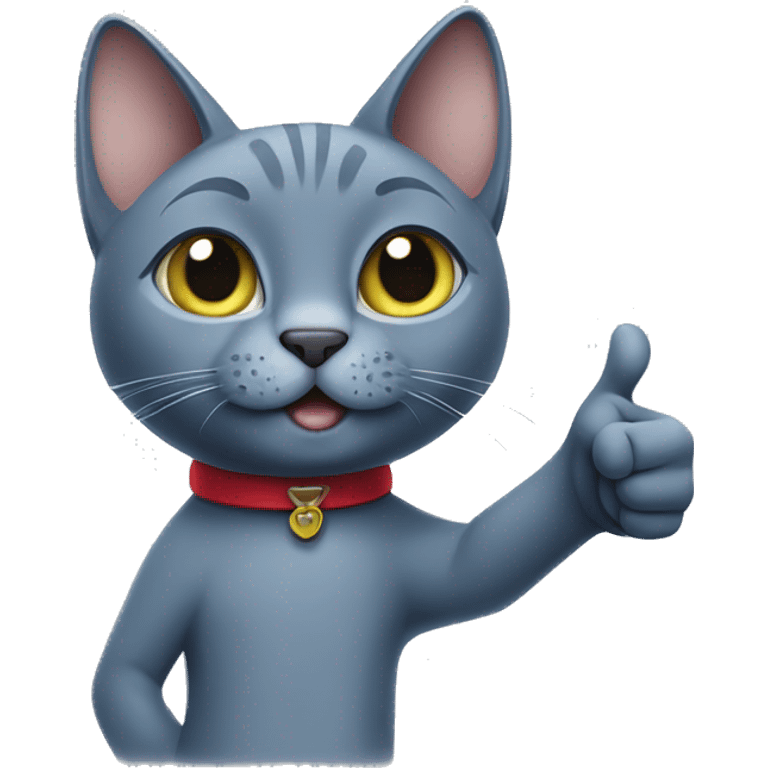 Russian blue cat with thumbs up  emoji