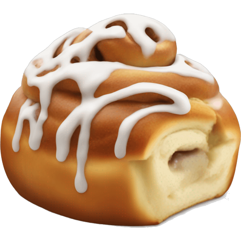 one cinnamon bun with icing on top emoji