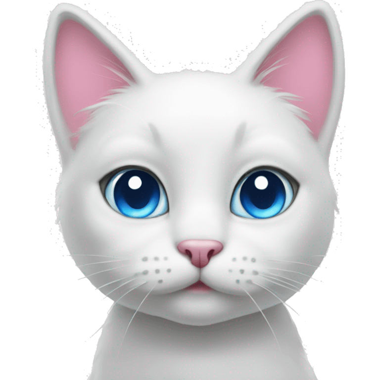 white cat with a pink bow and blue eyes emoji