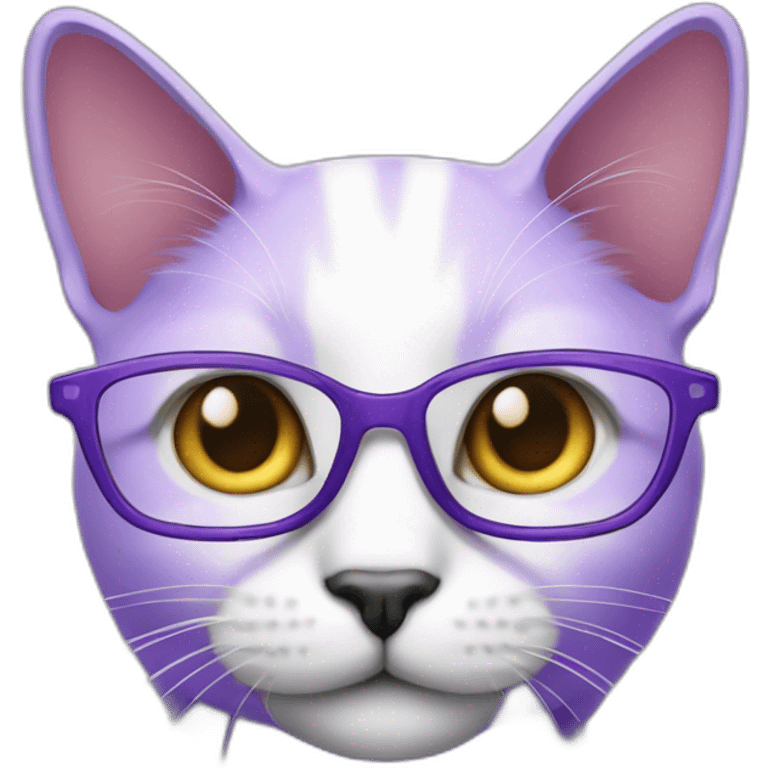 amine cat purple color wearing glasses emoji