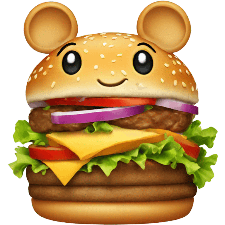 A burger with a mouse emoji