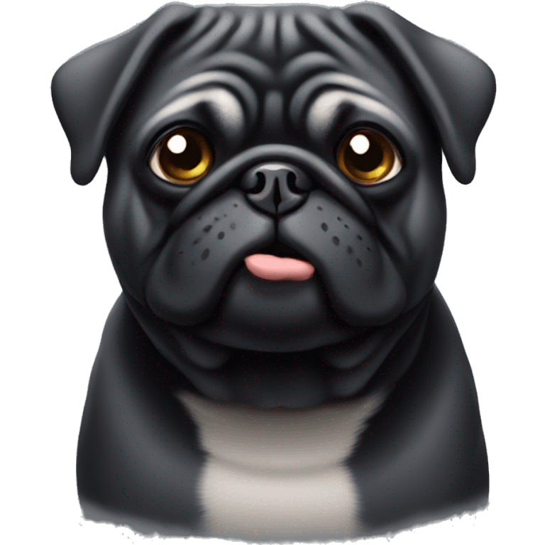 fat black old pug with grey face emoji