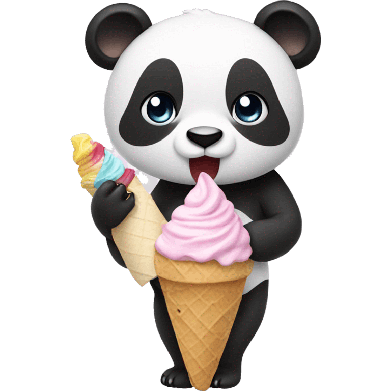 Panda eating ice cream emoji