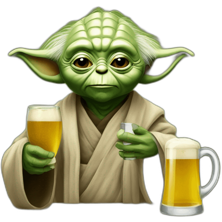 Maître Yoda avec une bière emoji