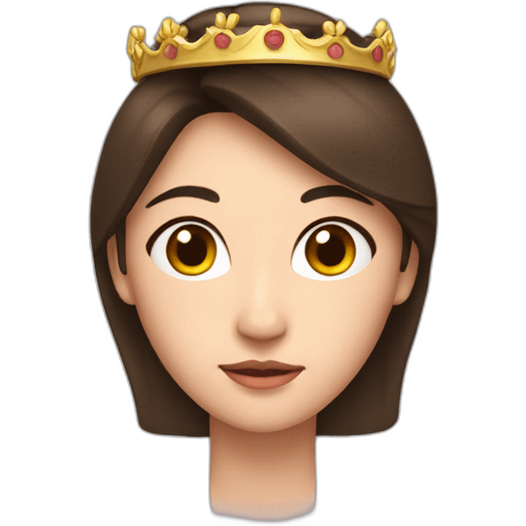 a brunette woman with a crown on the head, asian, shoulders emoji