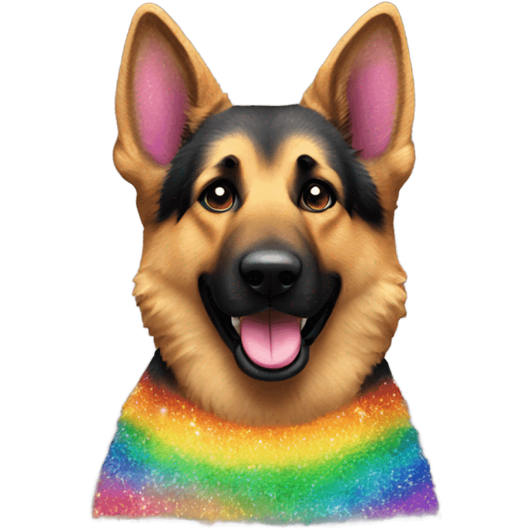 German shepherd with rainbow glitter fur emoji