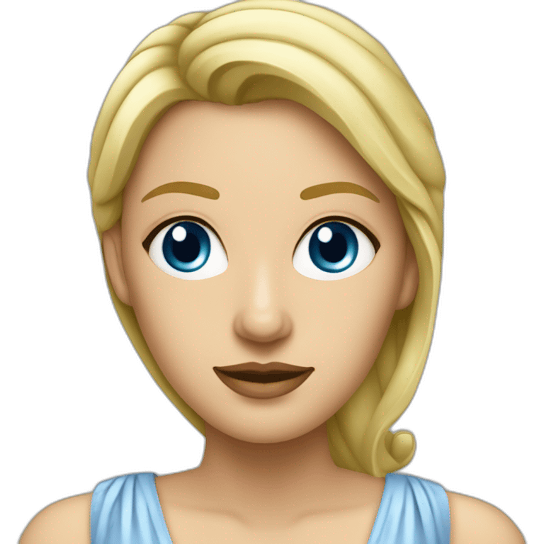 une femme blonde aux yeux bleus avec une robe d'avocate emoji