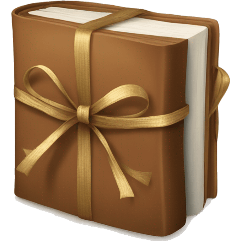 beautiful brown books tied with gift ribbon emoji