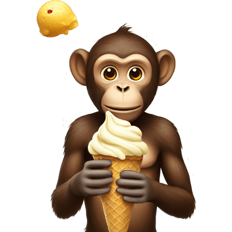 Monkey holding ice cream emoji