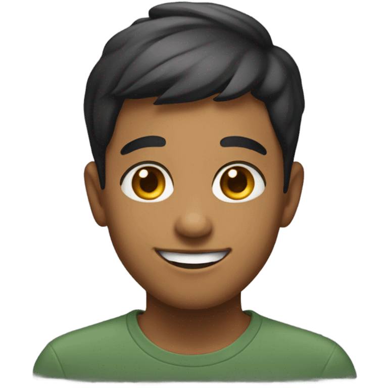 A Pakistani  boy with short hair smiling emoji