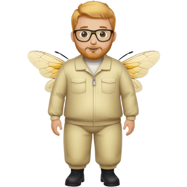 full body medium plus size male bee keeper with  short light strawberry blonde hair and goatee wearing glasses  emoji