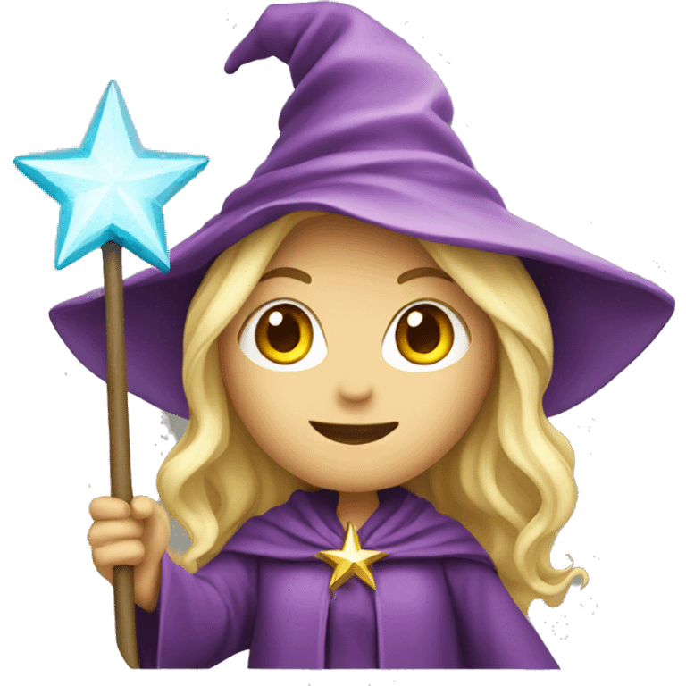 Blonde female wizard with star wand emoji