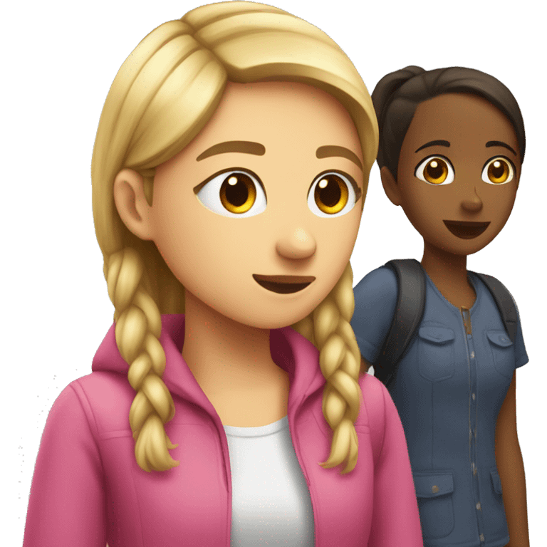 girl talking to other girl behind girls back emoji