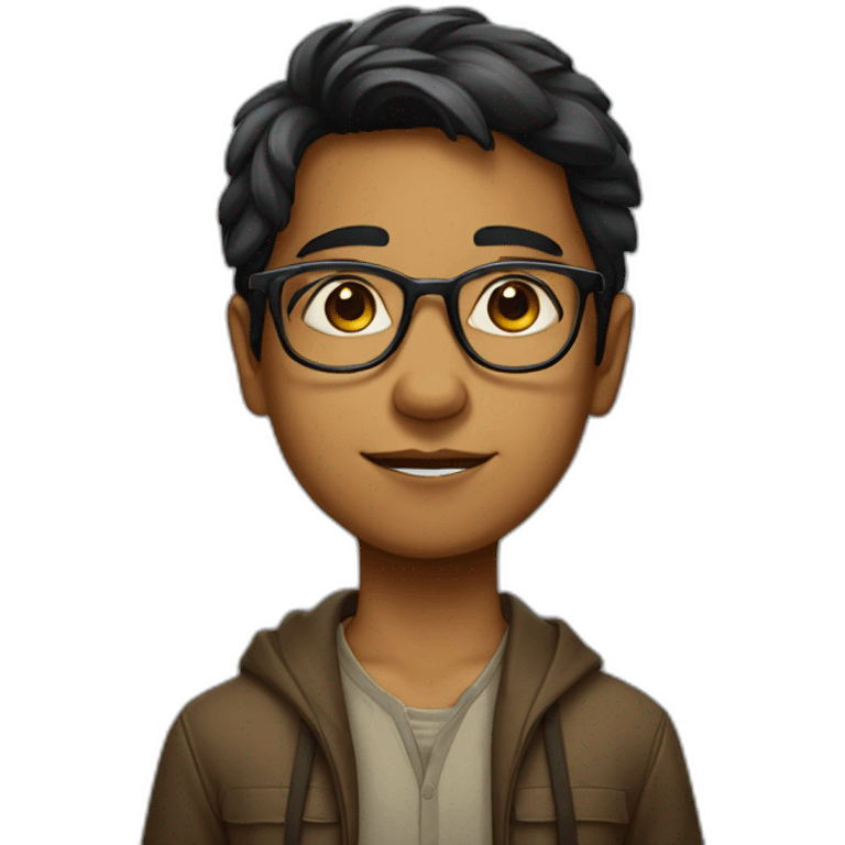 Indian boy with glasses mall nose emoji