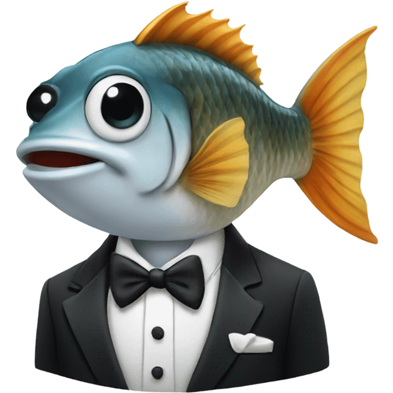 Fish wearing a tuxedo emoji