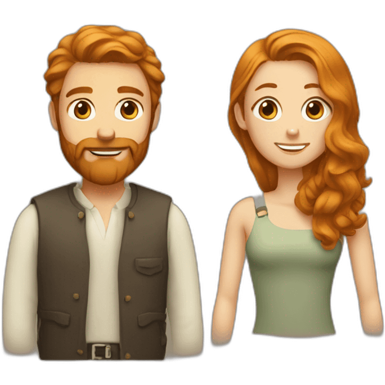 Man with beard and girl with ginger long hair  emoji