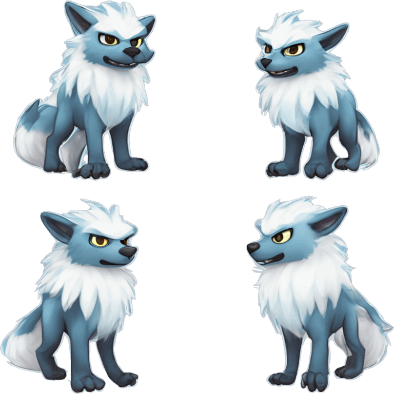 Cute Protogen-vernid-sergal-wickerbeast-fantasy-animal-fursona griffsnuff & LiLaiRa & Falvie full body white and light blue fur sticker emoji