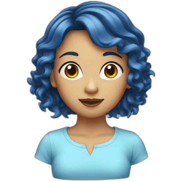 Fille cheveux bleu emoji