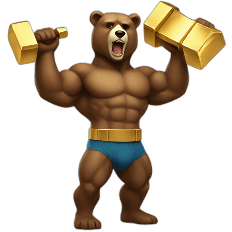 Muscle bear with gold bar emoji