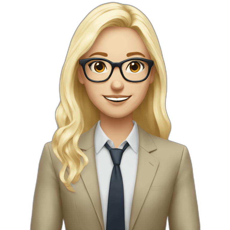 young account manager working in ad agency with platinum blonde hair and big tortoiseshell glasses emoji